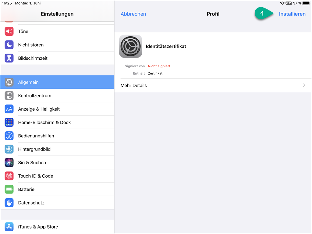 ipad safari zertifikat installieren